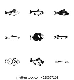 Marine fish icons set. Simple illustration of 9 marine fish vector icons for web