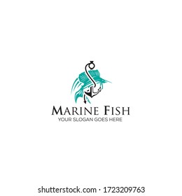 Marine fish logo design template vector eps