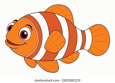 Un Arte vectorial de pescado marino en ilustración de fondo blanco.