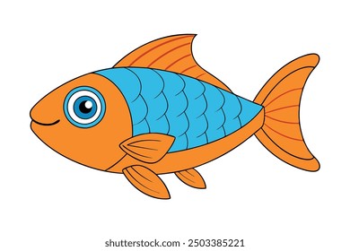Un Arte vectorial de pescado marino en ilustración de fondo blanco.