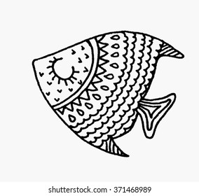 Marine Fish vector. Fishes marine art . Fishes marine handmade.