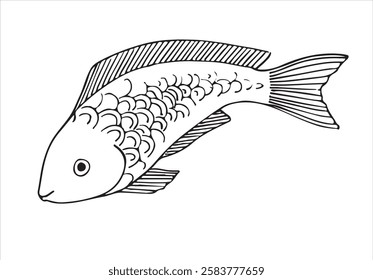 Marine fish. Vector illustration. Graphic style in ink.
Marine theme for posters, aquariums, prints, cards, decoration of restaurants.