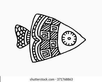 Marine Fish vector. Fish marine ornamental . Marine patterns . Fish marine art . Fish marine handmade.
