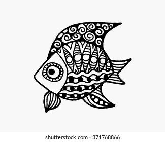Marine Fish vector. Fish marine ornamental . Marine patterns . Fish marine art . Fish marine handmade.

