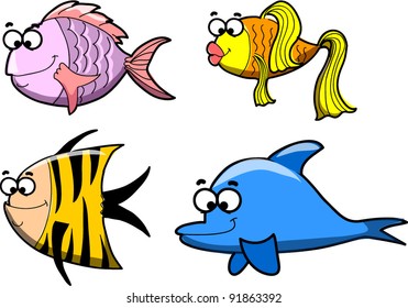 Marine fishes, vector illustration