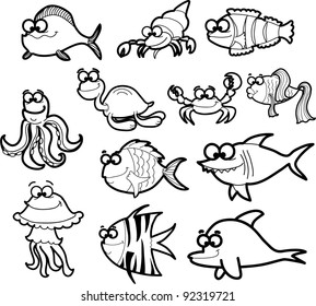 Marine fishes, vector illustration