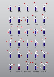 Marine flag signal alphabet. Vector illustration.