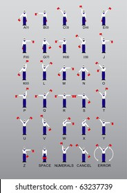 Marine flag signal alphabet. Vector illustration.