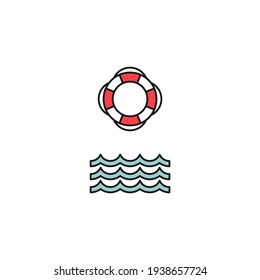Marine flat vector icons set. Trip flat vector icons