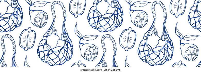 Marine hand drawn doodle pattern with assorted fish and anchor. Blue background for men product, packaging and textiles, branding Blue nautical vector illustration with minimal clean look.