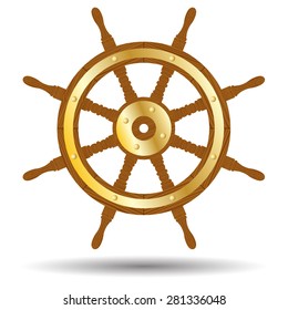 Marine Helm. Rudder. Vector image.