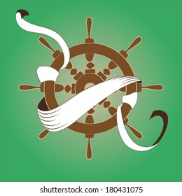 Marine helm tied white ribbon