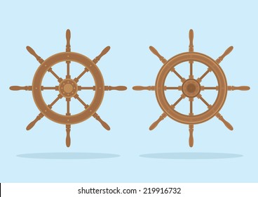 Marine helm, Two styles of steering wheel isolated, VECTOR, EPS10