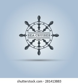 marine helm wheel isolated vector label template 