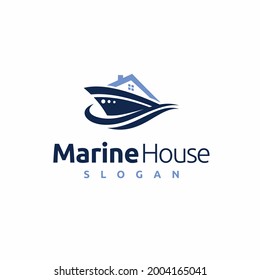 Marine house logo with ship concept