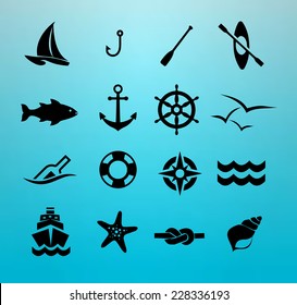 Marine icon set vector