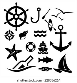 Marine icon set vector