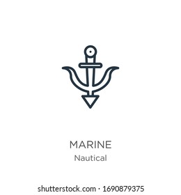 Marine icon. Thin linear marine outline icon isolated on white background from nautical collection. Line vector sign, symbol for web and mobile