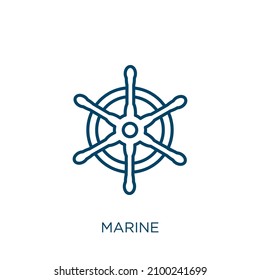 marine icon. Thin linear marine outline icon isolated on white background. Line vector marine sign, symbol for web and mobile