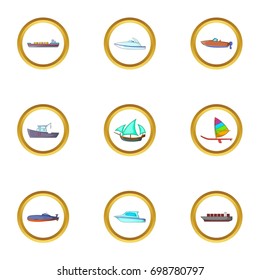 Marine icons set. Cartoon illustration of 9 marine vector icons for web design