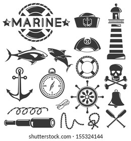 marine icons set, sea icons set