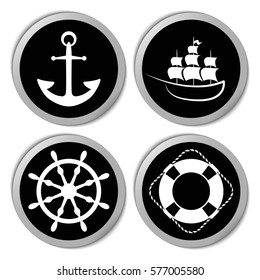 Marine icons - vector stickers  set