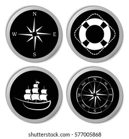 Marine icons - vector stickers  set