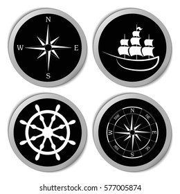 Marine icons - vector stickers  set