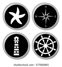 Marine icons - vector stickers  set