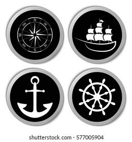 Marine icons - vector stickers  set