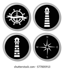 Marine icons - vector stickers  set