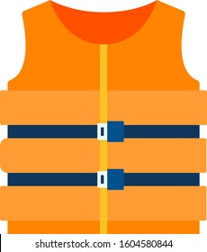 Marine inflatable life vest vector flat icon isolated on white