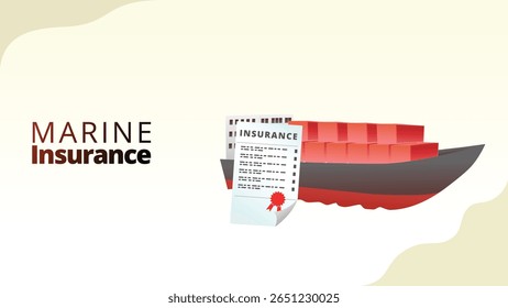 conceito de seguro marítimo. Seguro para entrega de mercadorias por mar. conceito de gerenciamento de cadeia de suprimentos ilustração vetorial.