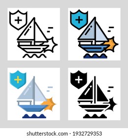 marine insurance icon vector design in filled, thin line, outline and flat style.