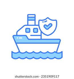 Marine insurance, ship insurance, shipping insurance vector design isolated on white background