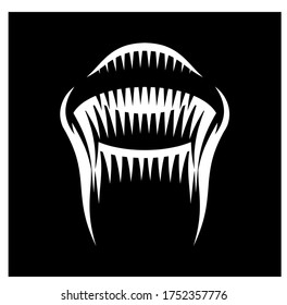 Marine jellyfish on black background. Vector illustration.