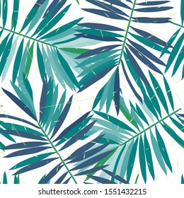 Marine Jungle Tree Vector Seamless Pattern. Cornflower Decoration Palm Background Hawaiian Style. Forest Leaves Vintage Pattern. Red Jungle Leaf Wallpaper