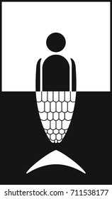 Marine label. Mermaid black and white vector icon.