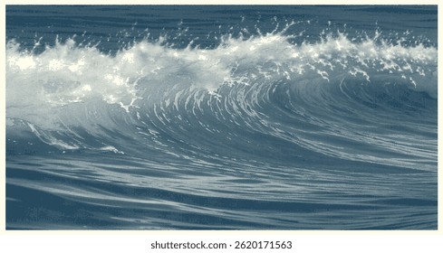 Marine landscape. Editable hand drawn illustration. Vector vintage engraving. Isolated on light background. 8 EPS