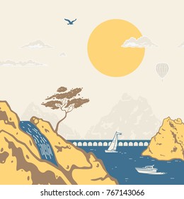 Marine Landscape Vector Illustration