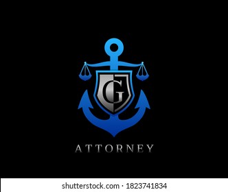 Marine Law G Letter Logo. Perfect for for law firm, company, lawyer or attorney office logo.