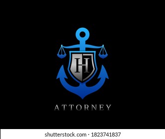 Marine Law H Letter Logo. Perfect for for law firm, company, lawyer or attorney office logo.