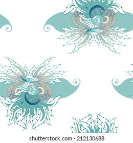 Marine life. Artistic vector illustration. Seamless pattern.