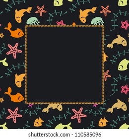 Marine life background; template with place for text.