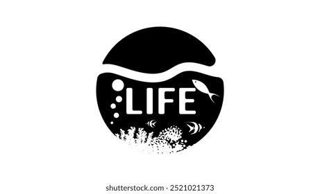 marine life , black isolated silhouette