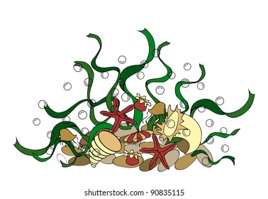 Marine life composition in carton style