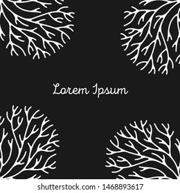 Marine life design element. Deep sea reef branch. Vector silhouette clipart design.