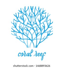 Marine life design element. Deep sea reef branch. Vector silhouette clipart design.