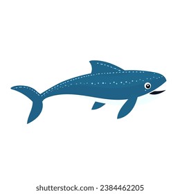 Marine life, an element of the ocean environment for water designs and children's materials. Vector blue fish, marine animal isolated on white background.