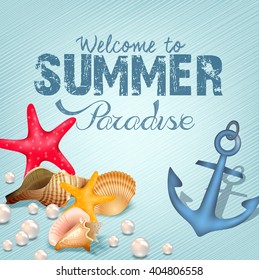 Marine life elements. Summer paradise.Vector